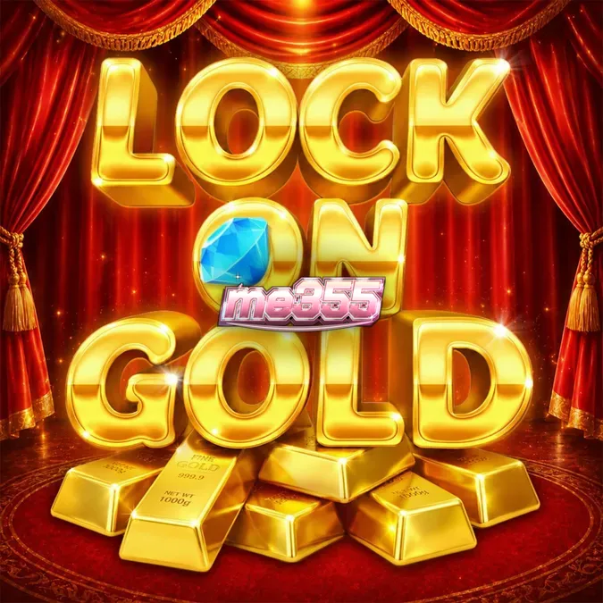 Tampilan visual slot Lock On Gold dengan tema emas dan panggung teater